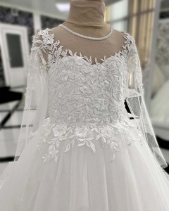 Elegante abito da ragazza con fiore in pizzo bianco per matrimonio in <span class=keywords><strong>Tulle</strong></span> a manica lunga lunghezza pavimento per bambini prima comunione spettacolo <span class=keywords><strong>di</strong></span> compleanno abito da ballo - Product Image 2