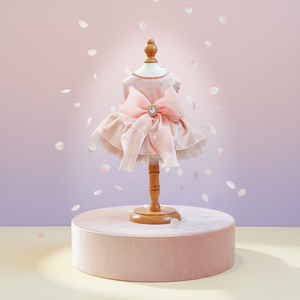 Vestido de Novia para Perro con Lazo Azul, Primavera Verano, Poliéster Estampado, Lindo - Product Image 4