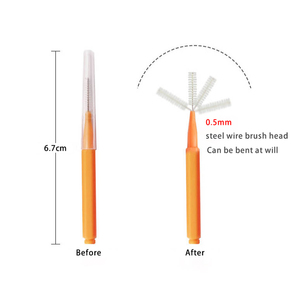 Eco-Friendly Reusable I-Shape Interdental Brushes 50pcs Plastic Dental Cleaners for Gaps Braces &amp; Lash/Brow with Push-Pull Caps - Product Image 4