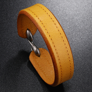 새로운 도착 빈티지 심플한 디자인 S 후크 남성 정품 가죽 커프 팔찌 남성 여성을위한 패션 보석 손목 팔찌 - Product Image 6