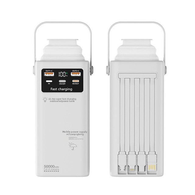 Outdoor Large Capacity 160000 MAh Power Bank Camping Lights with Built-in Cables Powerbank Fast Charging Mobile Power Bank