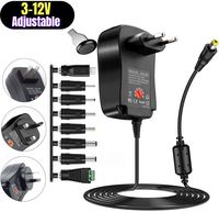 Adaptateur d'alimentation réglable 30W 3V 5V 6V 9V 12V, transformateur d'alimentation universel USB AC DC 220V vers 12V