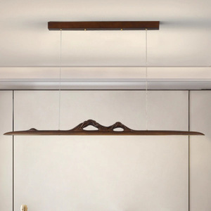 Lámpara de Techo LED Estilo Wabi-Sabi, Inspirada en el Zen, de Madera de Nogal Negro Norteamericano y Pantalla de Cobre, para Sala de Estar o Comedor - Product Image 3