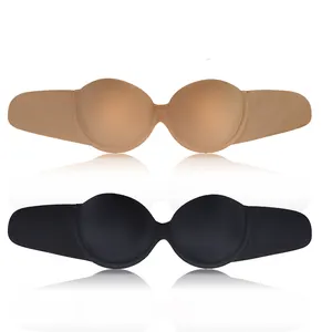 Deep u plunge frontless backless strapless brassiere women self adhesive ultra thick bra