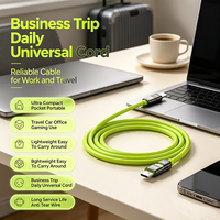 Câble de charge rapide PD 240W 4 en 1, cordon en silicone souple, USB A vers Type C, prise convertible L pour iPhone, Macbook, Android