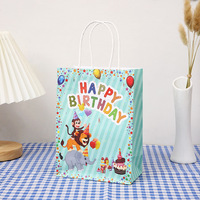 Sac fourre-tout en papier kraft imprimé avec logo de dessin animé, mignon, pour emballages cadeaux de fête, avec poignée en corde de papier torsadée