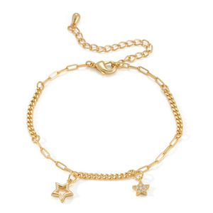 Thai Silver Star <b>Bracelet</b> Double Layer Chain Gold Women's Jewelry Anniversary Gift - Product Image 4