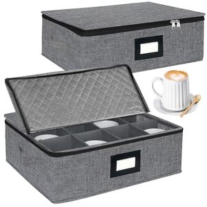 Moderno Portavasos Apilable para 24 Tazas con Tapa Divisoria y Asas (Gris Oscuro) - Product Image 1