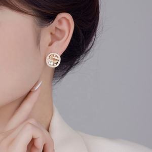 Sweet Dripping Oil Zircon Tulip Butterfly 925 <b>Silver</b> <b>Stud</b> <b>Earrings</b> Trendy Simple Style Genuine Gold Electroplating Women Gift - Product Image 5