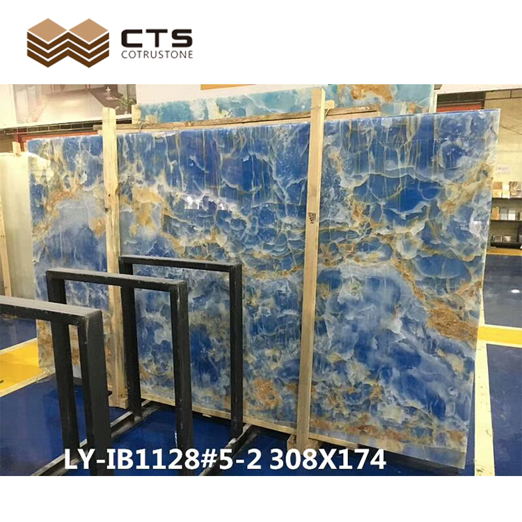 Luxury Blue Irregular Veins Fancy Design Style Natural Interior Floor Wall Onyx Slabs