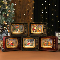 Nueva música navideña, copos de nieve, televisor con efecto de agua, luz nocturna, adorno de regalo, decoración, caja