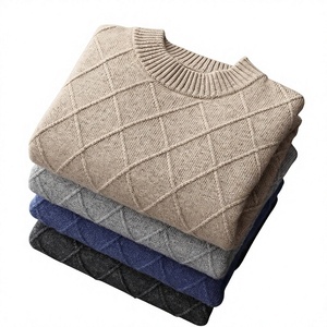 Pull tricoté à motif uni pour homme, col rond, manches longues, hiver, acrylique, anti-boulochage, respirant, séchage rapide, standard - Product Image 6