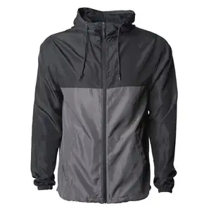 OEM personalizado otoño fino Nylon Vintage Patchwork chaqueta cortavientos con capucha 2024 para los hombres