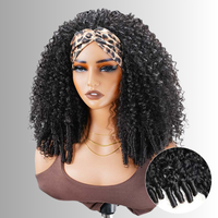 Fabrication bon marché sans colle birman cheveux bouclés demi-perruque cordon réglable perruques fabriqué à la machine naturel crépus bouclés demi-perruque