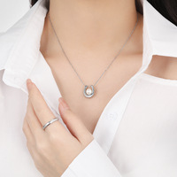 BINSHUO Elegent acier inoxydable PVD plaqué U forme perle collier à breloques Simple fer à cheval perle lien chaîne collier