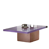 Présentoir moderne violet transparent Table de bar lumineuse de luxe rose Table basse carrée en acrylique pour bar de fête Restaurant