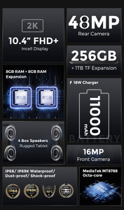 FOSSiBOT DT1 10.4インチ<span class=keywords><strong>Android</strong></span>タブレットPC 2Kディスプレイ11000mAhバッテリー8GB RAM + 256GBストレージ16 + 48メガピクセルカメラGSM新品MTK容量 - Product Image 3