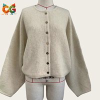 Nouveau cardigan en laine tricotée pour femme CG 2026, coupe ample, à boutonnage simple, manches lanternes, couleur unie, col tricoté, mode décontractée quotidienne