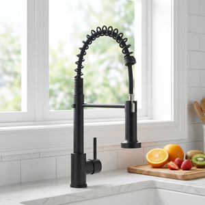 Tidjune <span class=keywords><strong>Grifo</strong></span> De Cocina Comercial de Latón Negro Monomando con Rociador Extraíble y Muelle para Fregadero - Product Image 1