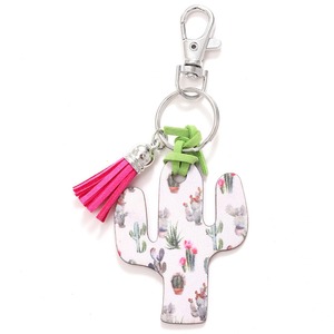 Style occidental <span class=keywords><strong>Cactus</strong></span> porte-clés personnalisé imprimé léopard fleur arc-en-ciel tournesol rayure imprimé Plaque en bois gland tentures - Product Image 6