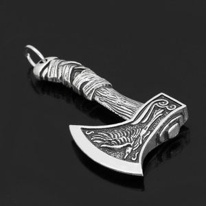Accesorios de Moda, Collar con Colgante de Hacha Vikinga Celta Vintage con Lobo y Cuervo, Collar de Aleación de Zinc con Hacha Vikinga para Hombre - Product Image 6