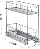 Étagères coulissantes à double niveau de 5 pouces pour armoire à épices, robustes, chromées, modernes, pour armoires de cuisine
