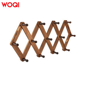 WOQI Cheville en accordéon extensible murale en bois marron Porte-manteau et chapeau en bois réglable pour sacs, foulards, câbles d'alimentation - Product Image 1