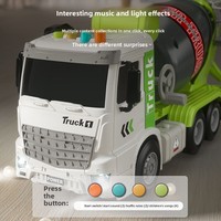 Grande camion malaxeur d'ingénierie éducatif en plastique à inertie avec fonction de déchargement, modèle de montage pour enfants HT9804