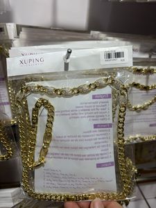 مجوهرات XUPING بالجملة، طقم سلسلة وسوار كوبان لينك مطلي بالذهب، نحاسي، مرصع بالكريستال، بتصميم هيب هوب عصري - Product Image 4