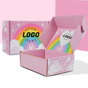 Boîte d'expédition de logo imprimé arc-en-ciel personnalisée d'usine <span class=keywords><strong>carton</strong></span> ondulé logo en relief laminé mat UV recyclable et réutilisable - Product Image 1