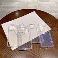 Casing Ponsel Anti Benturan Laser Aurora Clear Glitter Love Heart untuk iPhone 17 Pro Max Air 16 Plus 15 14 13 12 Pro Max 11