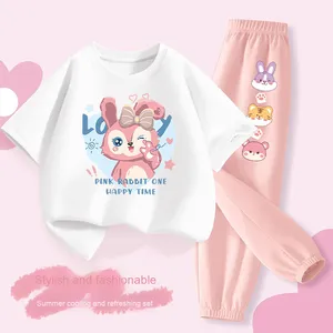 2025 Meninas Novo Casual Verão Outerwear Conjunto De Duas Peças Puro Algodão Fácil Jogo Impresso De Malha - Product Image 5