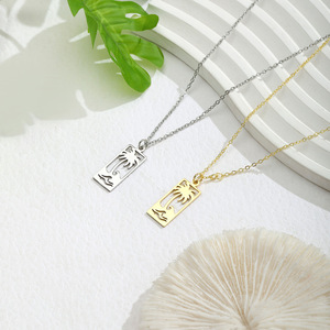 Conjunto de collar con colgante de árbol de coco y océano de acero inoxidable para mujer, joyería geométrica de moda, regalo - Product Image 2