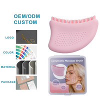 Nouvelle brosse de massage en silicone pour le visage et le corps, forme lune, portable, pour le drainage lymphatique, le soin du cou et des yeux, avec couvercle
