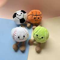 Jouet en peluche CE/ASTM pour grossistes, mignon et kawaii, en forme de balle de badminton assise, personnalisable, porte-clés en peluche, couleur personnalisée pour la décoration intérieure