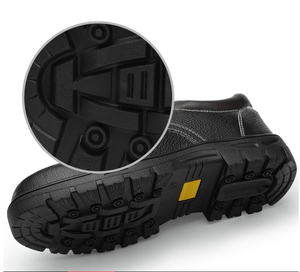 Bota de trabajo de cuero impermeable industrial de alta calidad para hombre, suela de goma con punta de hierro, características de seguridad antideslizantes - Product Image 4