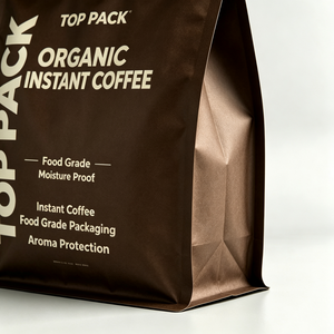 Sachet personnalisé OEM mat refermable à fond plat et huit soudures latérales pour café instantané biologique torréfaction moyenne et café lyophilisé en vente au détail - Product Image 3
