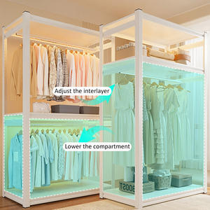 Étagères Simple Placard Location Chambre Avec Maison Chambre Assemblage Métal <span class=keywords><strong>Angle</strong></span> Acier Art Stockage Ouvert Checkroom - Product Image 5