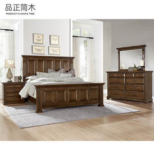 <span class=keywords><strong>Letto</strong></span> <span class=keywords><strong>Matrimoniale</strong></span> in Legno Massello Stile Country Americano, Testiera Alta 1,8m, Set Camera da <span class=keywords><strong>Letto</strong></span> Vintage per Villa - Product Image 6
