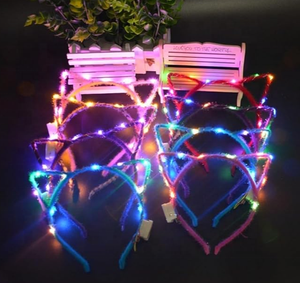 Sprankelende Starlight Kitten Oor Led Hoofdband Festival Feest Kleurrijke Kattenvormige Hoofdband Gemaakt Van Plastic - Product Image 2
