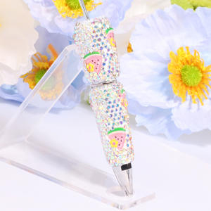 2025 High-Profile Luxury Manual Burst <b>Pen</b> Cute Fruit Cat Bee Full for Beaded High Profile Heavy Industry Pearl Plastic - Product Image 6