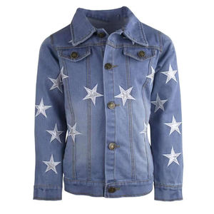 Chaqueta vaquera con estampado de estrellas para niñas, ropa de moda, diseño retro y ropa de calle, precio asequible y último diseño, ropa para niñas - Product Image 1