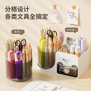 Rotary Desk Organizer With Drawer Pen Holder 360 Degree Rotation Stationery Storage Box For Office And Home Use - Product Image 2