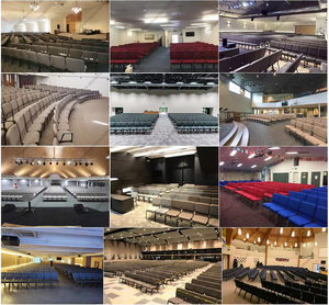 Chaise de conférence, d'église, d'hôtel, d'auditorium, de pupitre, avec porte-livres, en fer à revêtement en poudre, à emboîtement, pour usage commercial, vente en gros d'usine, à prix abordable - Product Image 5