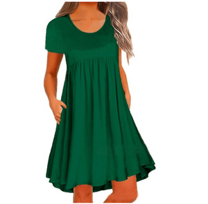 2025 nuovo arrivo <span class=keywords><strong>abbigliamento</strong></span> donna <span class=keywords><strong>taglie</strong></span> <span class=keywords><strong>forti</strong></span> <span class=keywords><strong>Casual</strong></span> abiti a maniche corte con o-collo a tinta unita alla moda - Product Image 5