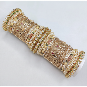 Traditional Kundan Meenakari Bangles <b>Set</b> with Pearls Designer Openable Jewelry Elegant Bridal Bangles - Product Image 2