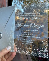 Carte d'Invitation de Mariage en PVC Acrylique ou d'Anniversaire Personnalisée Sur Mesure, de Luxe, Imprimée sur Velours et Estampée à Chaud