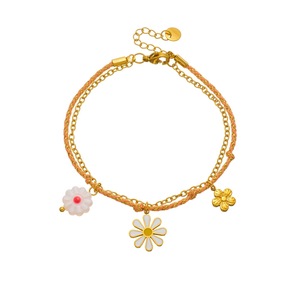 European Style Layered Bracelet With Daisy Flower Pendant Zinc Alloy Women's Jewelry Gift - Product Image 5