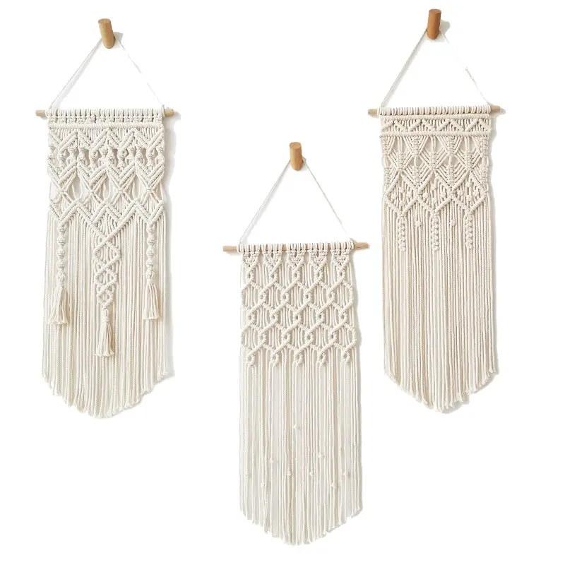 Macrame di Attaccatura di Parete di Tessuto Boho Chic Decorazione Della Parete di colore Beige naturale Boho Macrame di Attaccatura di Parete Della Boemia Arazzo Boho Room Decor