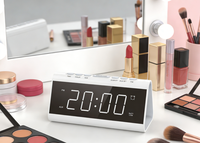 Kompaktes LED-Digital-FM-Uhr-Radio für Büro, Schreibtisch, Studentenwohnheim und Schlafzimmer